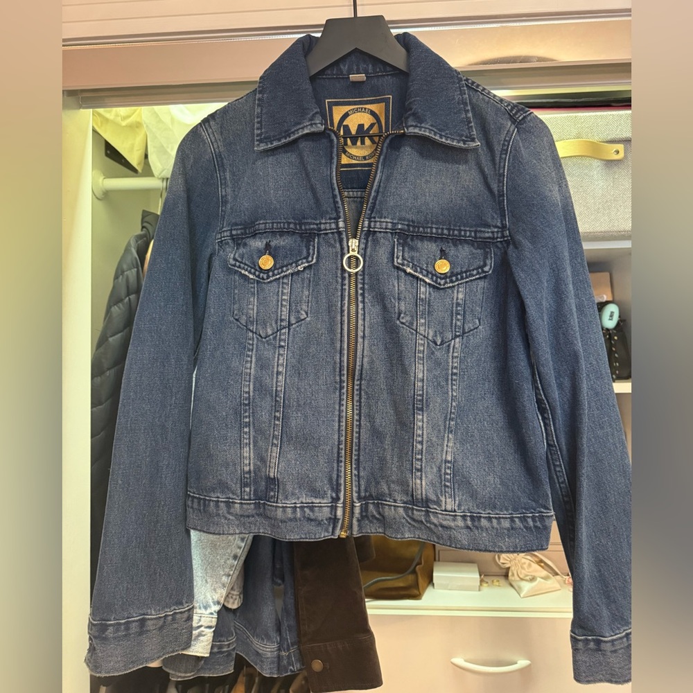 Michael Kors Blue and Gold Denim Jacket